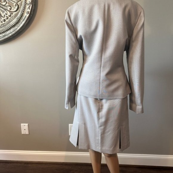 LE SUIT SAGE GREEN CHEVRON 2PC WOMEN'S SUIT - Picture 6 of 9